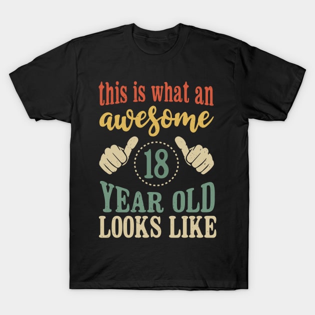 This is What an Awesome 18 Year Old Looks Like Birthday T-Shirt by Tesszero